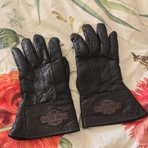 1990s Harley-Davidson Black Leather Gloves Size L
